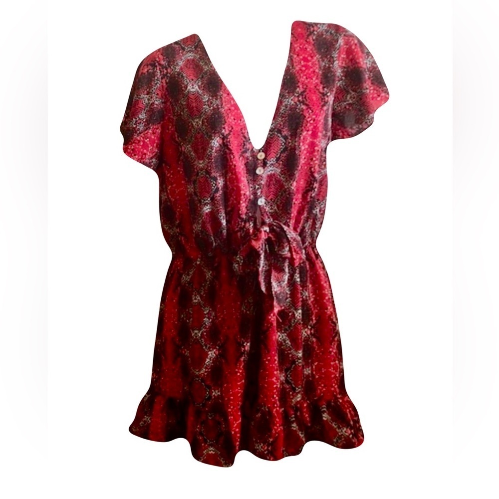 Peace Love Cake Red Snakeskin Print Dress
